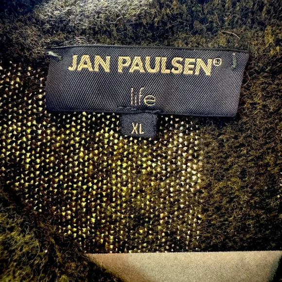 Jan Paulsen vintage “Life” men’s Lambs Wool XL crew neck polo sweater w/3 button - Picture 2 of 8